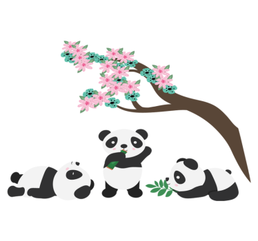 Vidám panda klán vinil szőnyeg állat - TenStickers