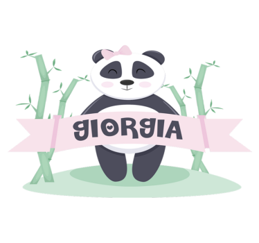 Bébi panda lány névvel vinil szőnyeg állat - TenStickers