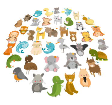 Állatok a zöldben vinil szőnyeg gyerekeknek - TenStickers