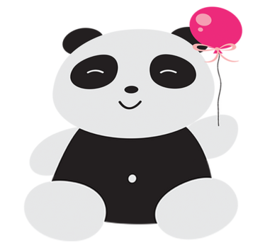 Panda medve rózsaszín lufival vinil szőnyeg gyerekek - TenStickers