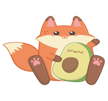 Kawaii róka avokádóval vinil szőnyeg gyerekeknek - TenStickers