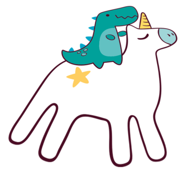 Unikornis és dinoszaurusz mesevinil szőnyeg gyerekeknek - TenStickers