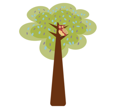 Színes minimalista fa baglyos vinil szőnyeg gyerekeknek - TenStickers