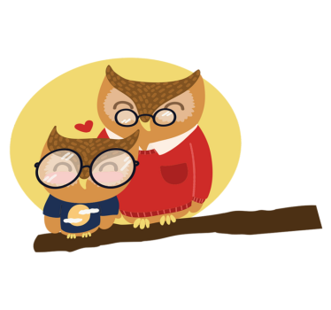 Apa és fia baglyos vinil szőnyeg gyerekeknek - TenStickers