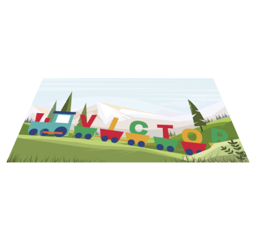 Személyre szabott vonat babák vinil szőnyeg - TenStickers