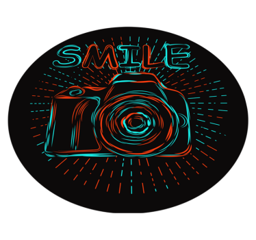 Neon kamera illusztráció vinil szőnyeg gyerekek - TenStickers