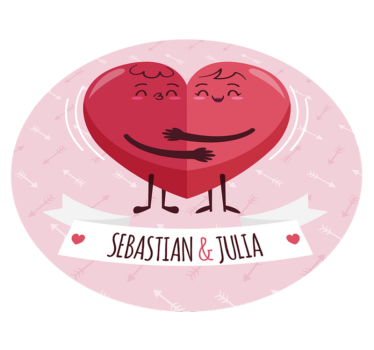 Személyre szabott szív illusztráció Vinil szőnyeg nevekkel - TenStickers