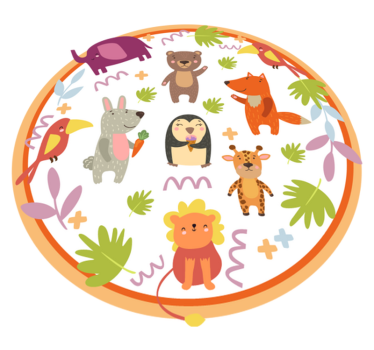 Aranyos rajzfilm állatkert állatok állati szőnyeg - TenStickers
