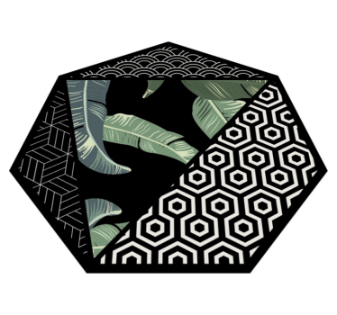 Zöld levelek és geometrikus minta geometriai szőnyegek - TenStickers