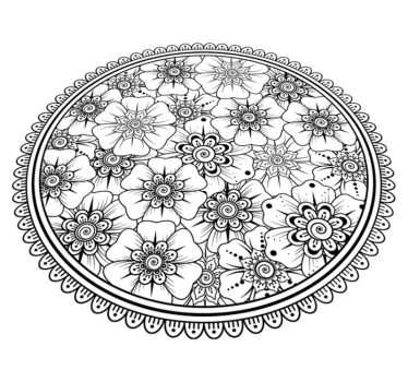 Kör fekete mandala cserépszőnyeg - TenStickers