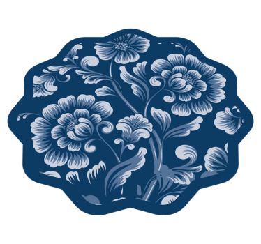 Elegáns kék virág virágszőnyeg - TenStickers