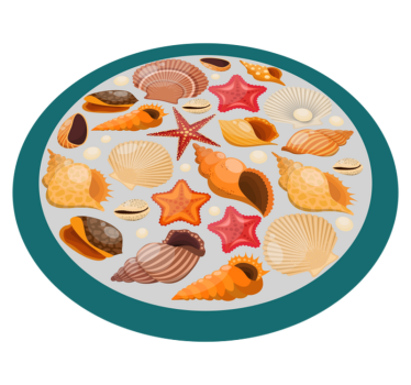 Kagyló a tengerparti természet szőnyegen - TenStickers