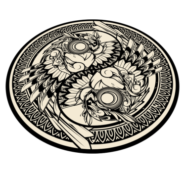 Yin yang bagoly doodle dísz hálószőnyeg - TenStickers