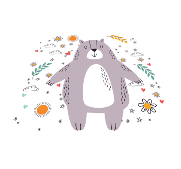 Aranyos virágos medve állatszőnyeg - TenStickers