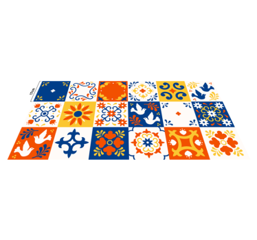 Mexikói csempe mintás kortárs szőnyegek - TenStickers