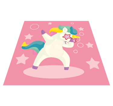 Fehér dabbing egyszarvú boom komikus szöveg állati szőnyeg - TenStickers
