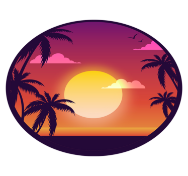 Trópusi naplemente táj vinil szőnyeg természet - TenStickers