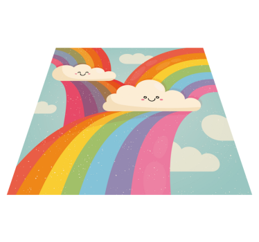 Szivárvány felhőkben gyerekek vinil szőnyeg - TenStickers