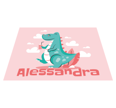 Dinoszaurusz egy itallal, személyre szabott névvel szőnyeg - TenStickers