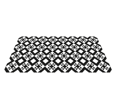 Fekete-fehér geometriai csempe szőnyeg - TenStickers