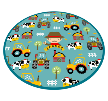 Gazda, állatok és traktor kör állati szőnyeg - TenStickers