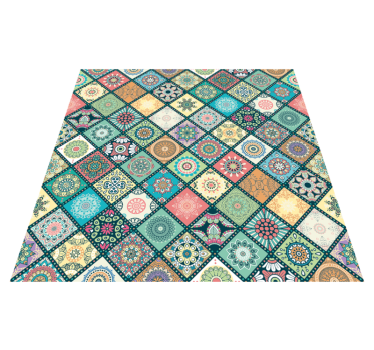 Mandala témájú színes csempe vinyl mat - TenStickers