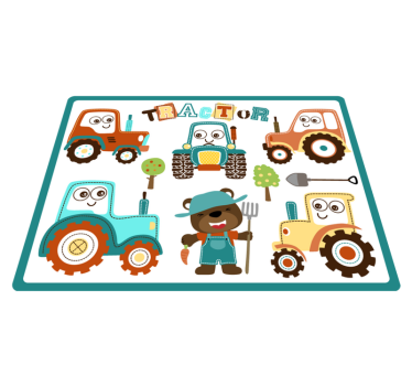 Animált traktorok vinil szőnyeg gyerekek - TenStickers