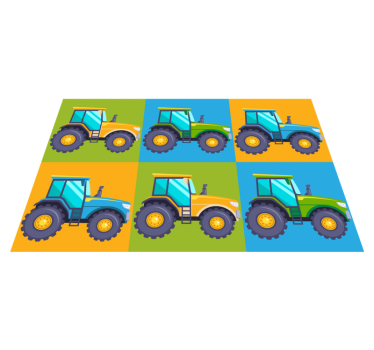 Többszínű traktor csempe gyerek vinyl szőnyeg - TenStickers