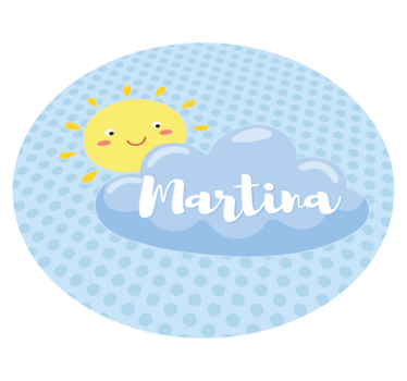 Nap és felhők névvel ellátott, személyre szabott vinilszőnyeggel - TenStickers
