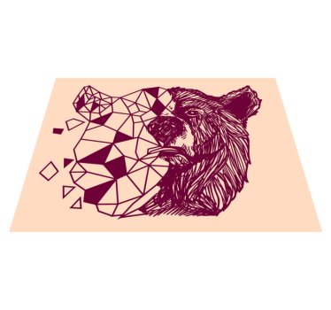 Geometrikus medvefej vinil szőnyeg állat - TenStickers