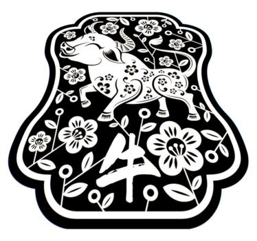 Elegáns virágos bika vinil szőnyeg állat - TenStickers