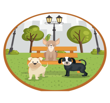 Kutyák a parkban vinil szőnyeg állat - TenStickers