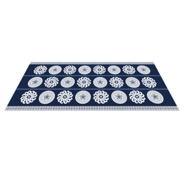 Fehér és kék virágok patchwork csempe szőnyeg - TenStickers