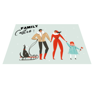 Személyre szabott téli család Vinil szőnyeg nevekkel - TenStickers