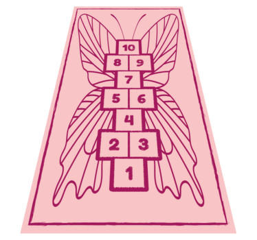 Rózsaszín rovar hopscotch gyerekek vinyl játék szőnyeg - TenStickers