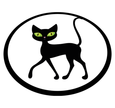 Fekete macska fehér alapon fürdőszoba vinil padló - TenStickers