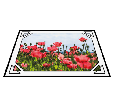 Piros és zöld pipacs mező virágszőnyeg - TenStickers