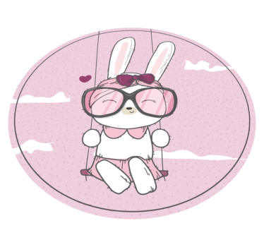 Aranyos nyuszi hintázik vinil szőnyeg gyerekek - TenStickers