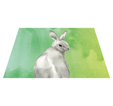 Nyúl zöld háttér vinil szőnyeg állat - TenStickers