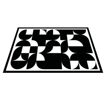 ívelt fekete formák vinil szőnyeg geometriai - TenStickers