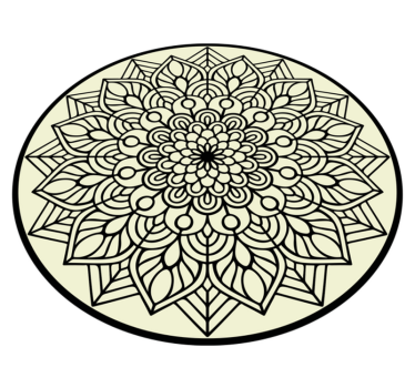 Fekete -fehér kör alakú mandala szőnyeg - TenStickers