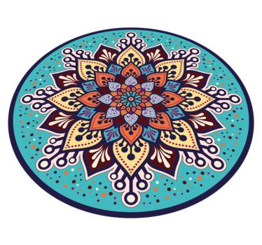 Kék és narancssárga nap formája mandala szőnyeg - TenStickers