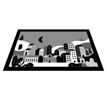 Városkép fekete-fehér vinil szőnyeg modern - TenStickers