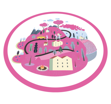 Színes falusi jelenet vinil szőnyeg utak - TenStickers