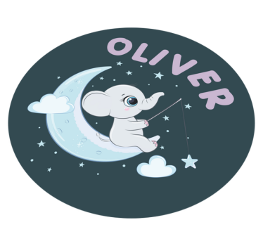Elefánt a holdon névvel vinil szőnyeg óvodák - TenStickers