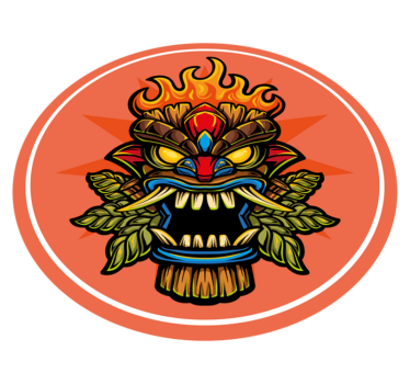 Tűz tiki maszk rajzfilm graffiti kortárs szőnyegek - TenStickers