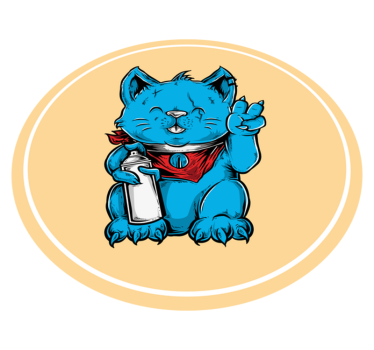 Kék macska cumisüveggel vinil szőnyeg állat - TenStickers