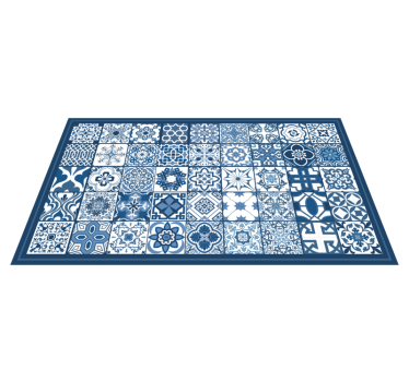 Kék -fehér mozaik mintás csempe szőnyeg - TenStickers