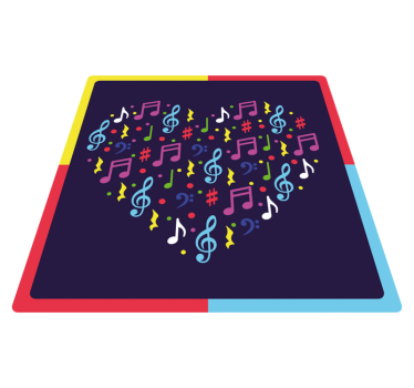 Szív háttér színes hangjegyek szögletes szőnyeg - TenStickers
