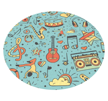 Színes vintage hangjegyek minta körkörös szőnyeg - TenStickers